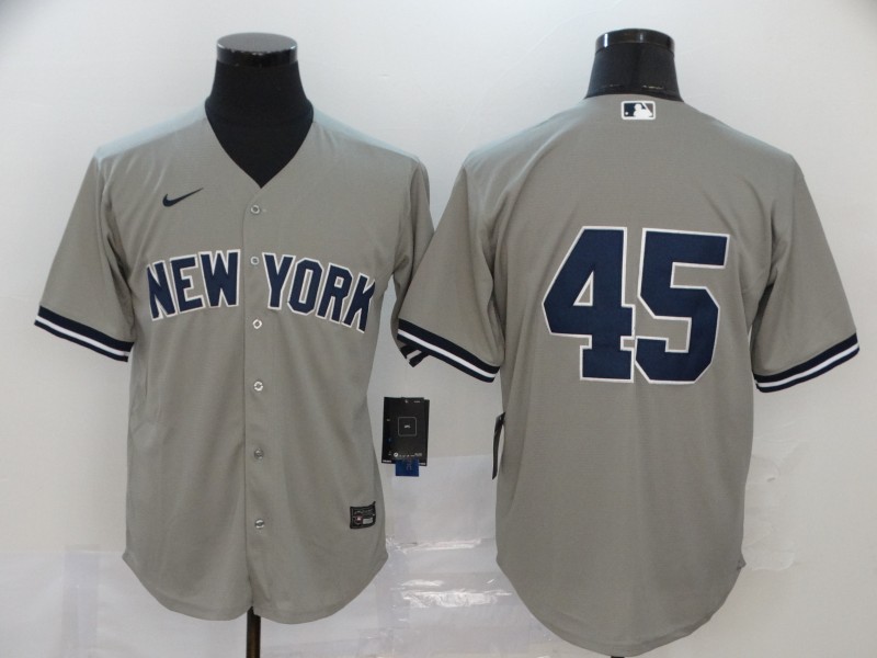 New York Yankees #45 Gerrit Cole Gray No Name Stitched Cool Base Jersey