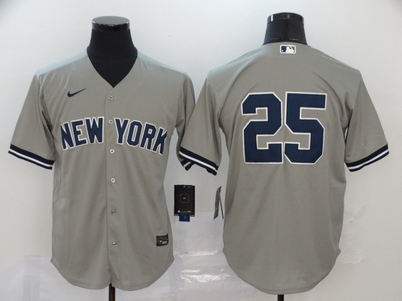 New York Yankees #25 Gleyber Torres Gray No Name Stitched Cool Base Jersey New York Yankees #25 Gleyber Torres Gray No Name Stitched Cool Base Jersey