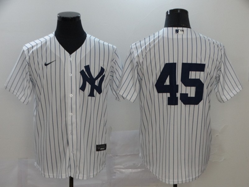 New York Yankees #45 Gerrit Cole White Home No Name Stitched Cool Base Jersey