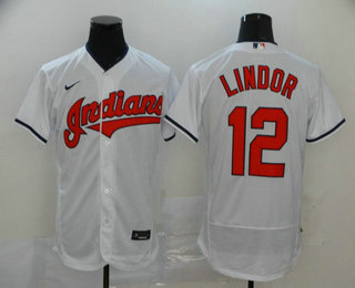 Cleveland Indians #12 Francisco Lindor White Stitched Flex Base Jersey Cleveland Indians #12 Francisco Lindor White Stitched Flex Base Jersey