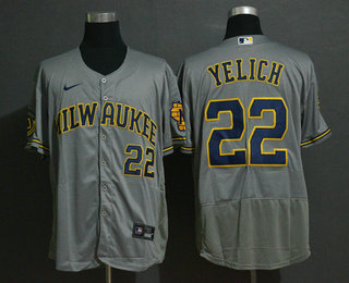 Milwaukee Brewers #22 Christian Yelich Gray Stitched Flex Base Jersey