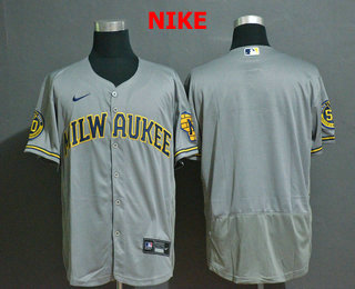 Milwaukee Brewers Team Gray Stitched Flex Base Jersey Milwaukee Brewers Team Gray Stitched Flex Base Jersey