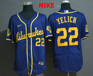 Milwaukee Brewers #22 Christian Yelich Light Blue Stitched Flex Base Jersey