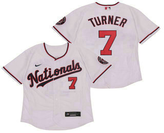 Washington Nationals #7 Trea Turner White Stitched Flex Base Jersey