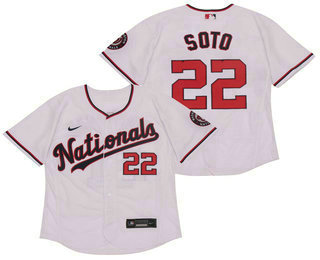 Washington Nationals #22 Juan Soto White Stitched Flex Base Jersey