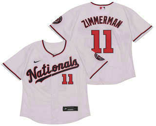 Washington Nationals #11 Ryan Zimmerman White Stitched Flex Base Jersey