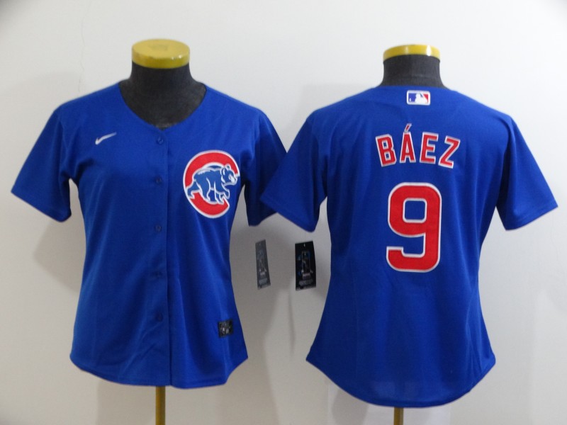 Women's Chicago Cubs #9 Javier Baez Blue Stitched Cool Base Jersey