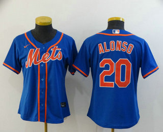 Women's New York Mets #20 Pete Alonso Blue Stitched Cool Base Jersey Women's New York Mets #20 Pete Alonso Blue Stitched Cool Base Jersey