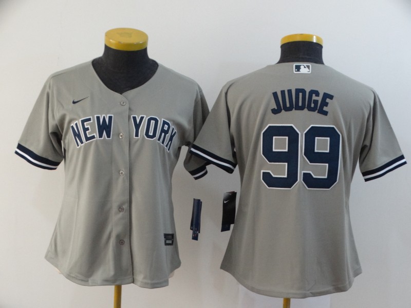Women's New York Yankees #99 Aaron Judge Gray Stitched Cool Base Jersey Women's New York Yankees #99 Aaron Judge Gray Stitched Cool Base Jersey