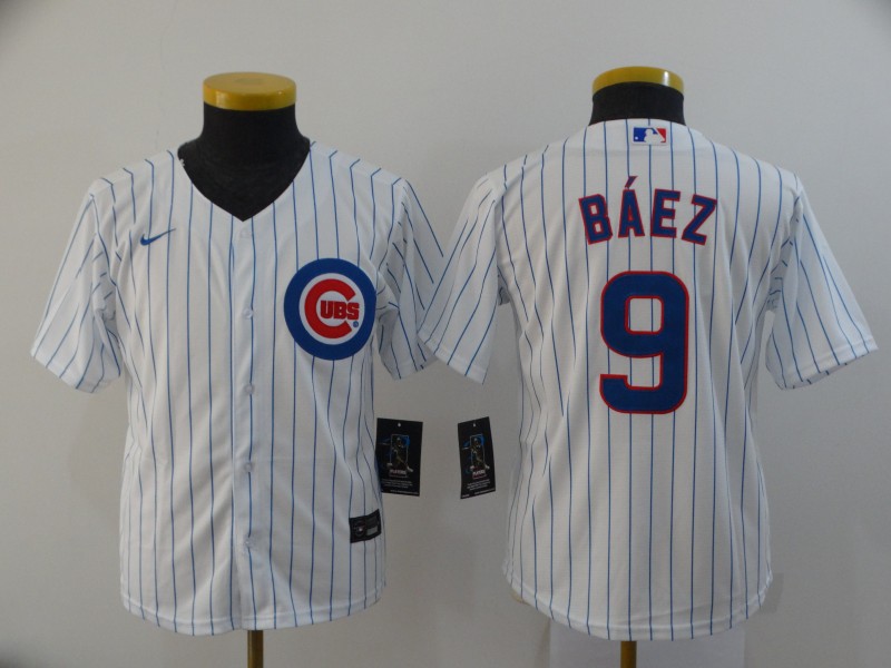 Youth Chicago Cubs #9 Javier Baez White Stitched Cool Base Jersey Youth Chicago Cubs #9 Javier Baez White Stitched Cool Base Jersey