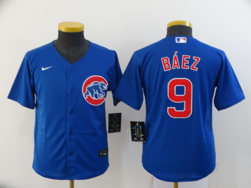 Youth Chicago Cubs #9 Javier Baez Blue Stitched Cool Base Jersey