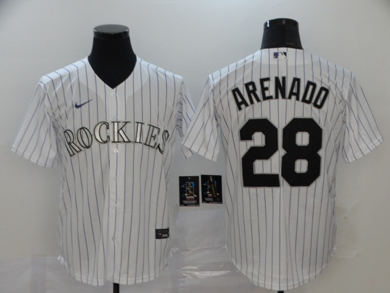 Colorado Rockies #28 Nolan Arenado White Stitched Cool Base Jersey