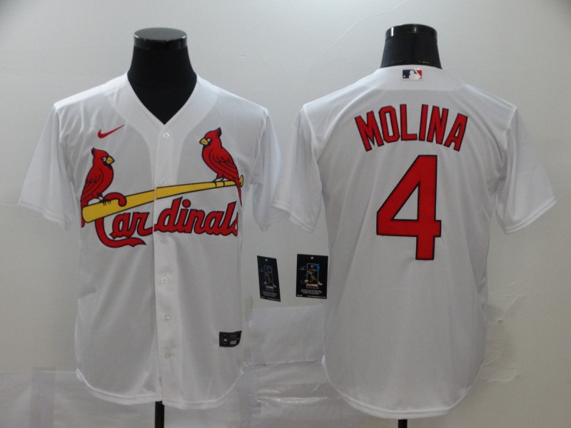 St. Louis Cardinals #4 Yadier Molina White Stitched Cool Base Jersey