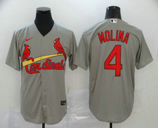 St. Louis Cardinals #4 Yadier Molina Gray Stitched Cool Base Jersey
