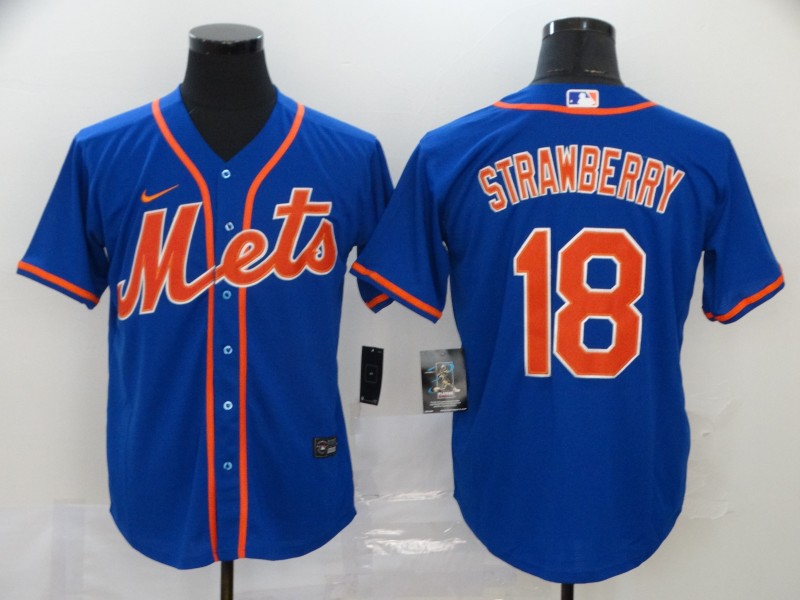 New York Mets #18 Darryl Strawberry Blue Stitched Cool Base Jersey New York Mets #18 Darryl Strawberry Blue Stitched Cool Base Jersey