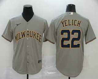 Milwaukee Brewers #22 Christian Yelich Gray Stitched Cool Base Jersey