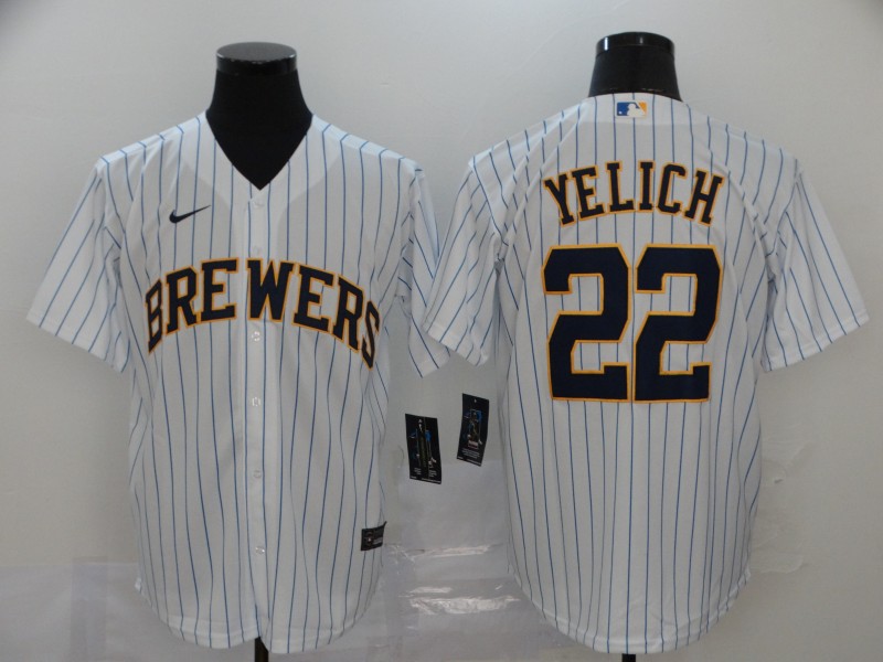 Milwaukee Brewers #22 Christian Yelich White Stitched Cool Base Jersey