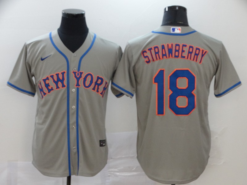 New York Mets #18 Darryl Strawberry Gray Stitched Cool Base Jersey New York Mets #18 Darryl Strawberry Gray Stitched Cool Base Jersey