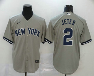 New York Yankees #2 Derek Jeter Gray Stitched Cool Base Jersey