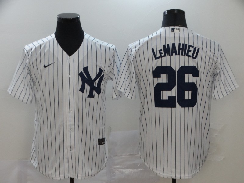 New York Yankees #26 DJ LeMahieu White Home No Name Stitched Cool Base Jersey
