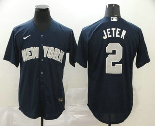 New York Yankees #2 Derek Jeter Navy Blue Stitched Cool Base Jersey