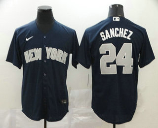 New York Yankees #24 Gary Sanchez Navy Blue Stitched Cool Base Jersey New York Yankees #24 Gary Sanchez Navy Blue Stitched Cool Base Jersey