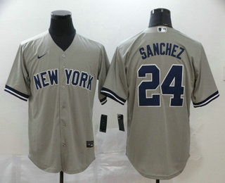 New York Yankees #24 Gary Sanchez Gray Stitched Cool Base Jersey New York Yankees #24 Gary Sanchez Gray Stitched Cool Base Jersey