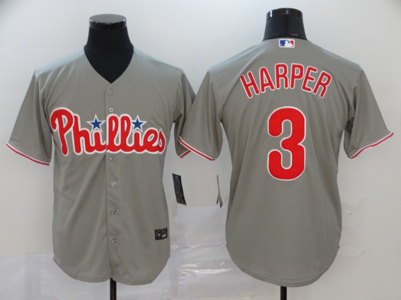 Philadelphia Phillies #3 Bryce Harper Gray Stitched Cool Base Jersey