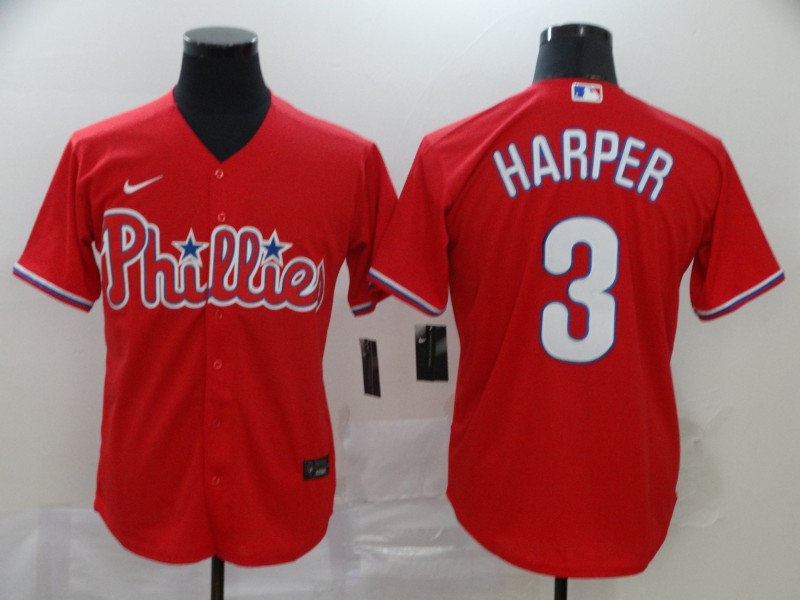 Philadelphia Phillies #3 Bryce Harper Red Stitched Cool Base Jersey
