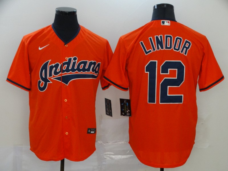 Cleveland Indians #12 Francisco Lindor Orange Stitched Cool Base Jersey Cleveland Indians #12 Francisco Lindor Orange Stitched Cool Base Jersey