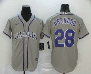 Colorado Rockies #28 Nolan Arenado Gray Stitched Cool Base Jersey