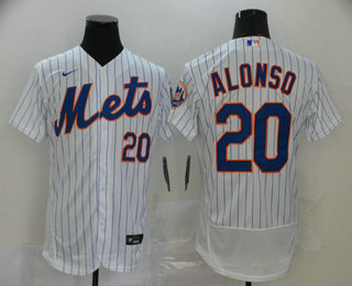 New York Mets #20 Pete Alonso White Stitched Flex Base Jersey New York Mets #20 Pete Alonso White Stitched Flex Base Jersey