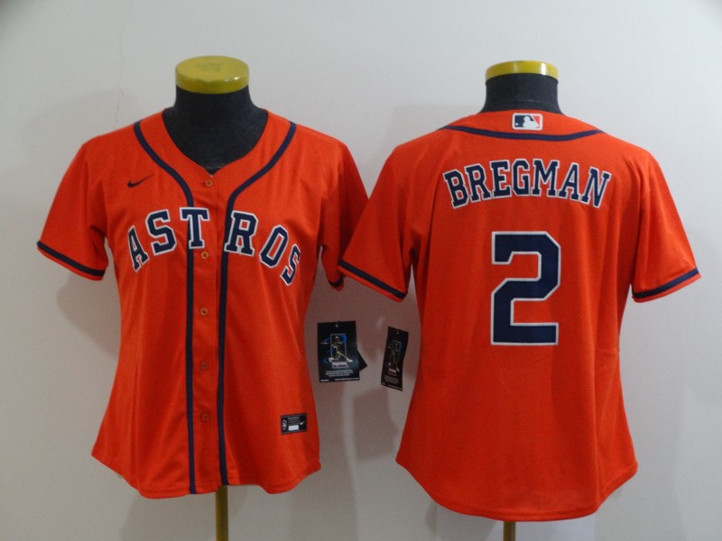 Women's Houston Astros #2 Alex Bregman Orange Stitched Cool Base Jersey Women's Houston Astros #2 Alex Bregman Orange Stitched Cool Base Jersey