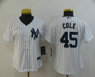 Women's New York Yankees #45 Gerrit Cole White Home Stitched Cool Base Jersey