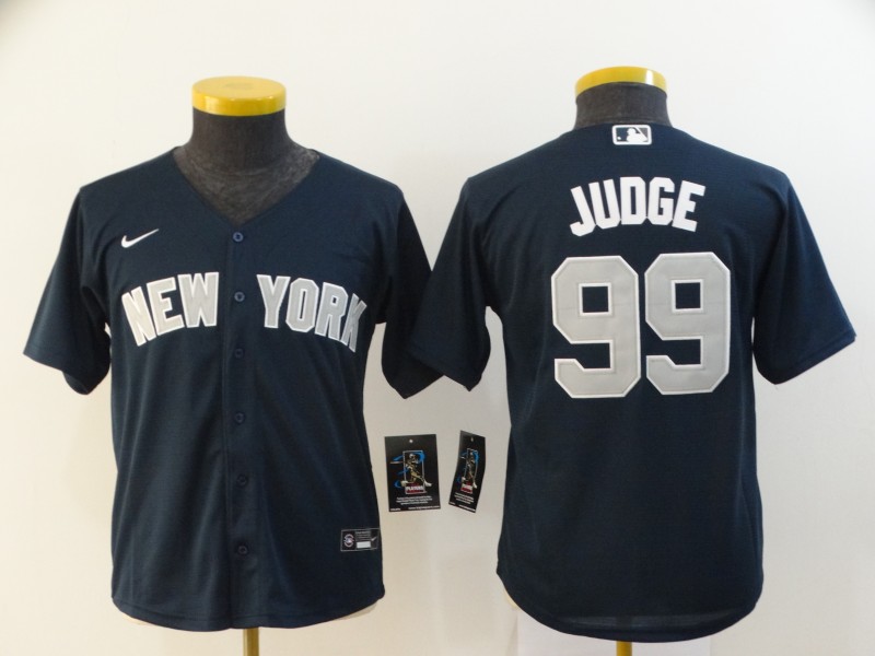 Youth New York Yankees #99 Aaron Judge Navy Blue Stitched Cool Base Jersey