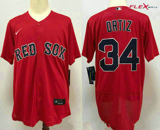 Boston Red Sox #34 David Ortiz Red Stitched Flex Base Jersey