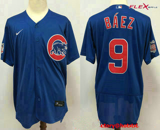 Chicago Cubs #9 Javier Baez Blue Stitched Cool Base Jersey