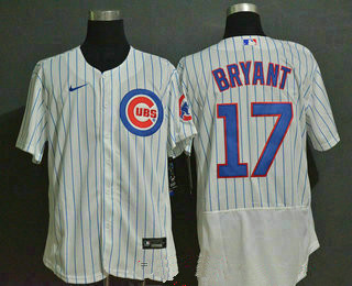 Chicago Cubs #17 Kris Bryant White Home Stitched Flex Base Jersey