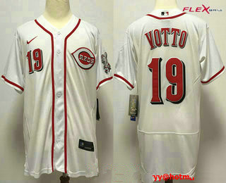 Cincinnati Reds #19 Joey Votto White Stitched Flex Base Jersey Cincinnati Reds #19 Joey Votto White Stitched Flex Base Jersey