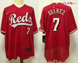 Cincinnati Reds #7 Eugenio Suarez Red Stitched Flex Base Jersey Cincinnati Reds #7 Eugenio Suarez Red Stitched Flex Base Jersey