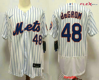 New York Mets #48 Jacob deGrom White Stitched Flex Base Jersey