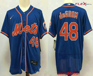 New York Mets #48 Jacob deGrom Blue Stitched Flex Base Jersey