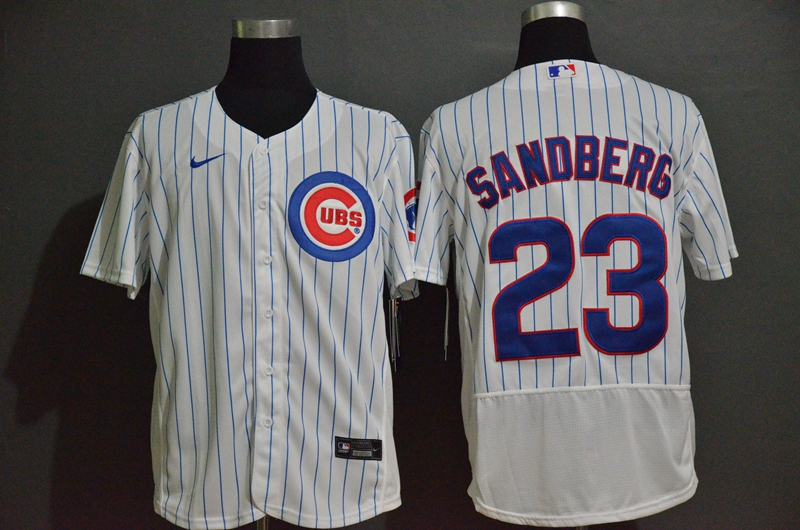 Chicago Cubs #23 Ryne Sandberg White Home Stitched Flex Base Jersey