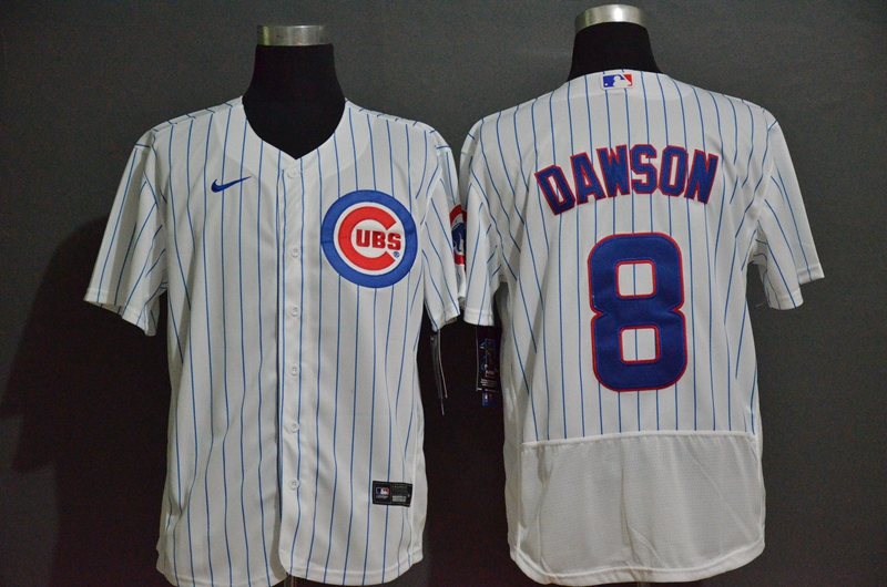Chicago Cubs #8 Andre Dawson White Home Stitched Flex Base Jersey
