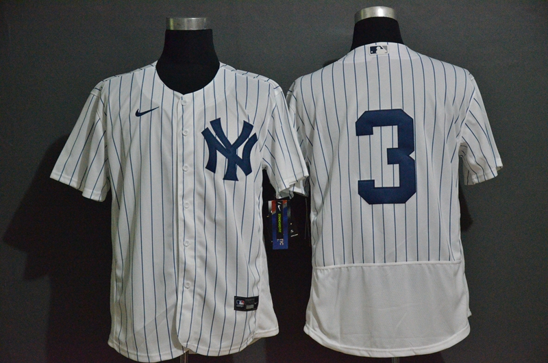 New York Yankees #3 Babe Ruth White Home No Name Stitched Flex Base Jersey