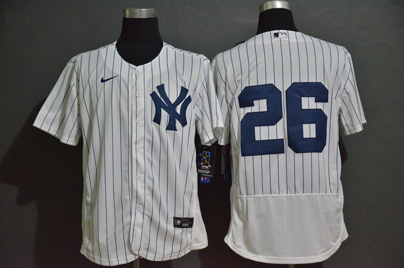 New York Yankees #26 DJ LeMahieu White Home No Name Stitched Flex Base Jersey