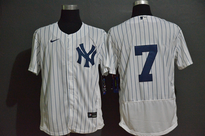 New York Yankees #7 Mickey Mantle White Home No Name Stitched Flex Base Jersey New York Yankees #7 Mickey Mantle White Home No Name Stitched Flex Base Jersey