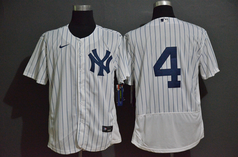 New York Yankees #4 Lou Gehrig White Home No Name Stitched Flex Base Jersey New York Yankees #4 Lou Gehrig White Home No Name Stitched Flex Base Jersey