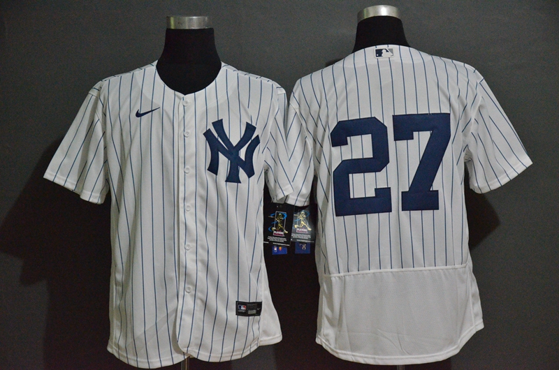 New York Yankees #27 Giancarlo Stanton White Home No Name Stitched Flex Base Jersey