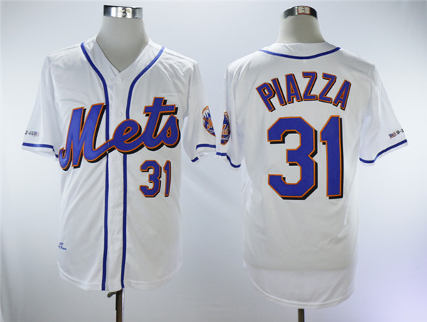 Mets 31 Mike Piazza White Throwback Jersey Mets 31 Mike Piazza White Throwback Jersey